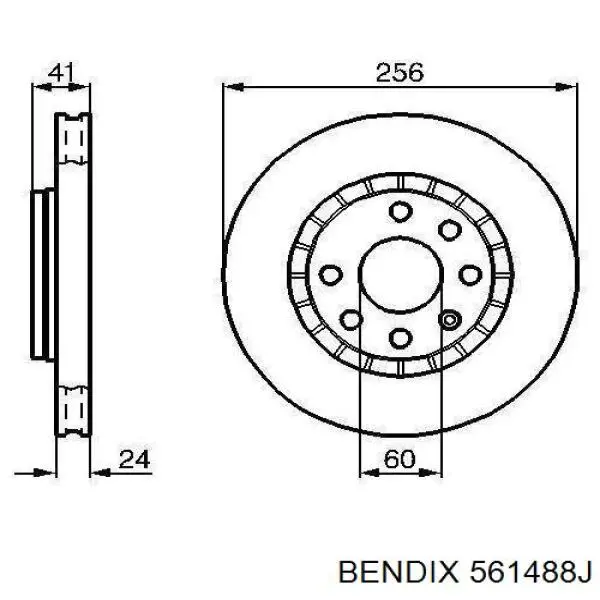 561488J Jurid/Bendix Гальмо дискове переднє