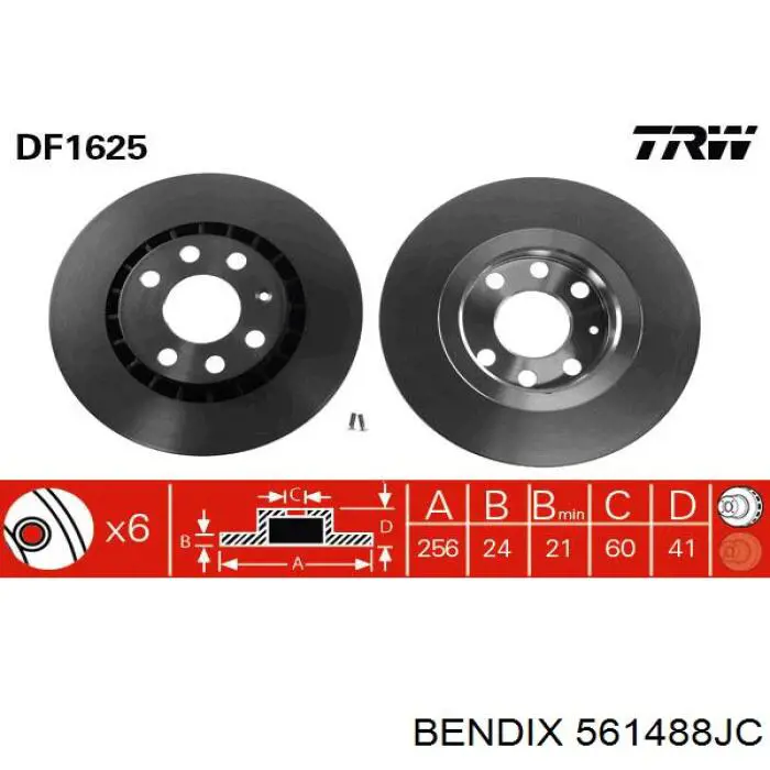 Диск гальмівний передній Jurid/Bendix 561488JC