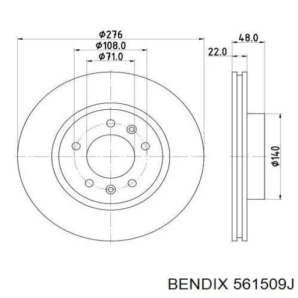 561509J Jurid/Bendix Гальмо дискове переднє
