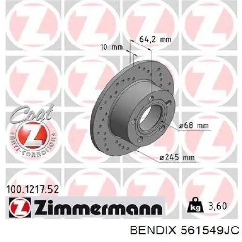 Купити 561549JC Jurid/Bendix Диск заднього гальма
