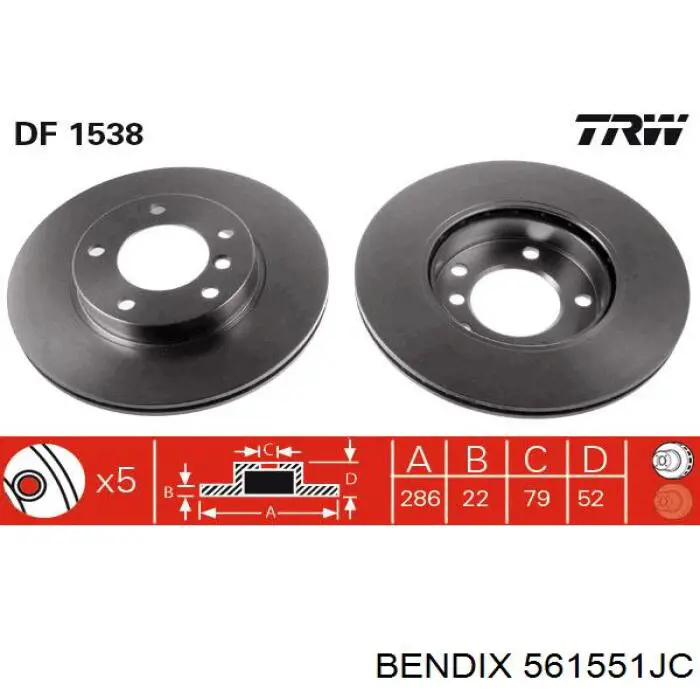 561551JC Jurid/Bendix диск гальмівний передній