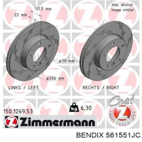 Диск гальмівний передній Jurid/Bendix 561551JC