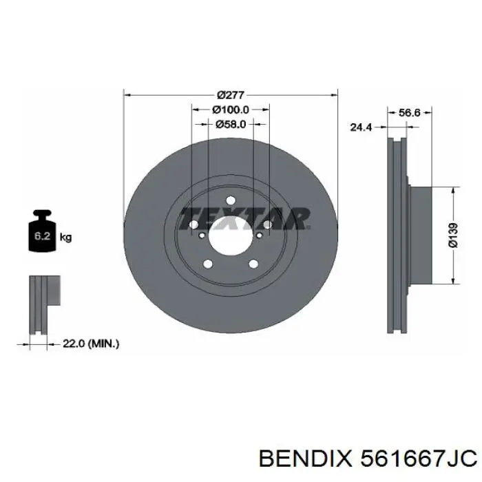 Диск гальмівний передній Jurid/Bendix 561667JC