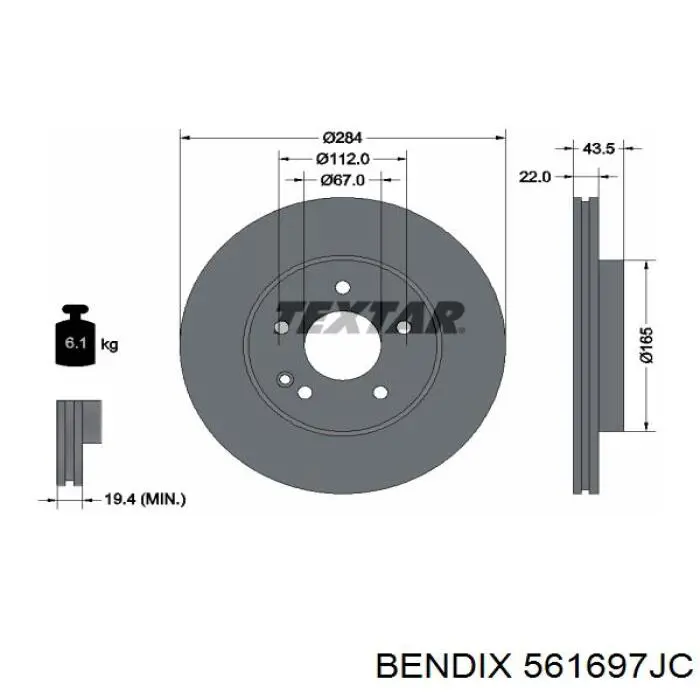 Гальмівні диски передні 561697JC Jurid/Bendix