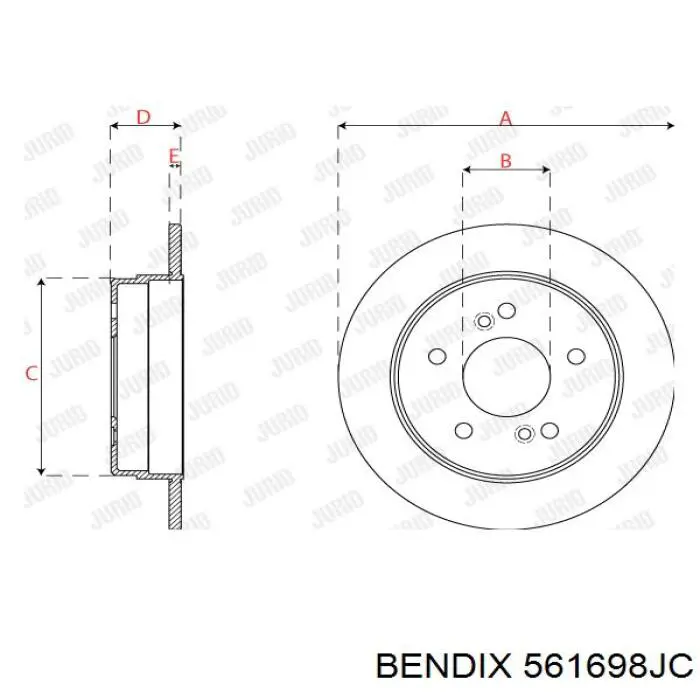 Диск гальмівний задній 561698JC Jurid/Bendix