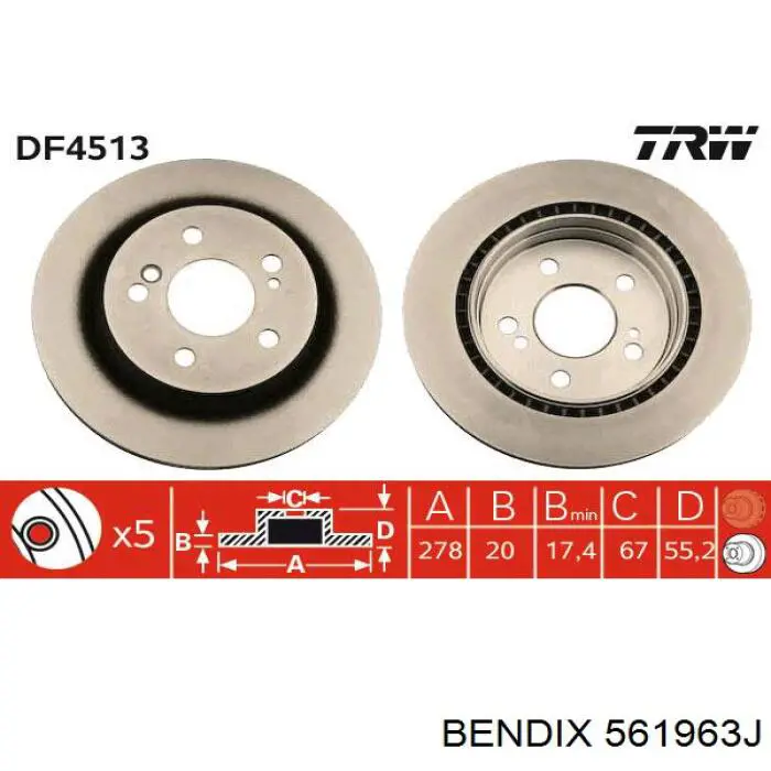 Гальмівні диски 561963J Jurid/Bendix