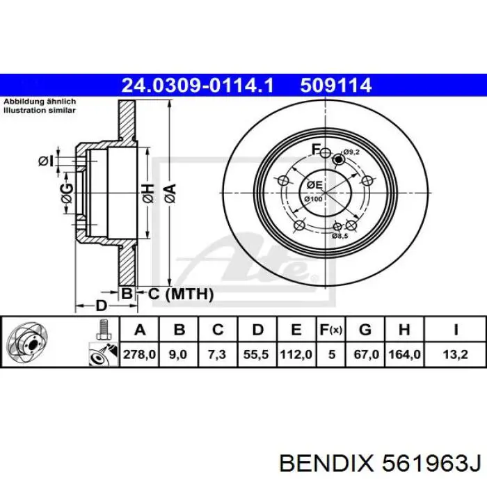 Диск гальмівний задній Jurid/Bendix 561963J
