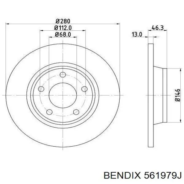 Диск переднього гальма Jurid/Bendix 561979J ціна, від 28.64 USD