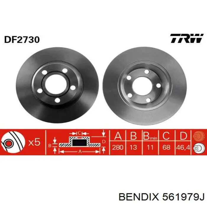 561979J Jurid/Bendix Гальмо дискове переднє