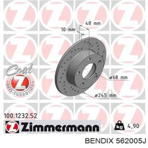 Купити 562005J Jurid/Bendix Диск заднього гальма