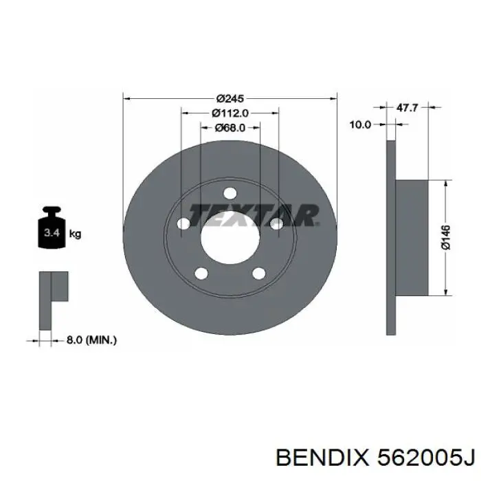 Гальмівні диски 562005J Jurid/Bendix