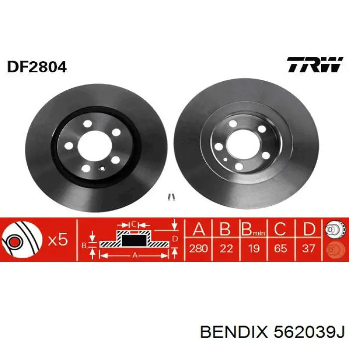 Диск переднього гальма Jurid/Bendix 562039J ціна, від 32.96 USD