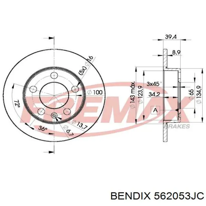 Купити 562053JC Jurid/Bendix Диск заднього гальма