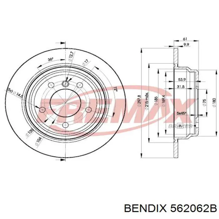 Купити 562062B Jurid/Bendix Диск заднього гальма