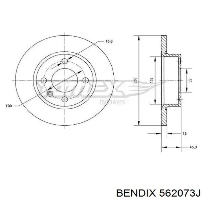 Диск гальмівний передній Jurid/Bendix 562073J