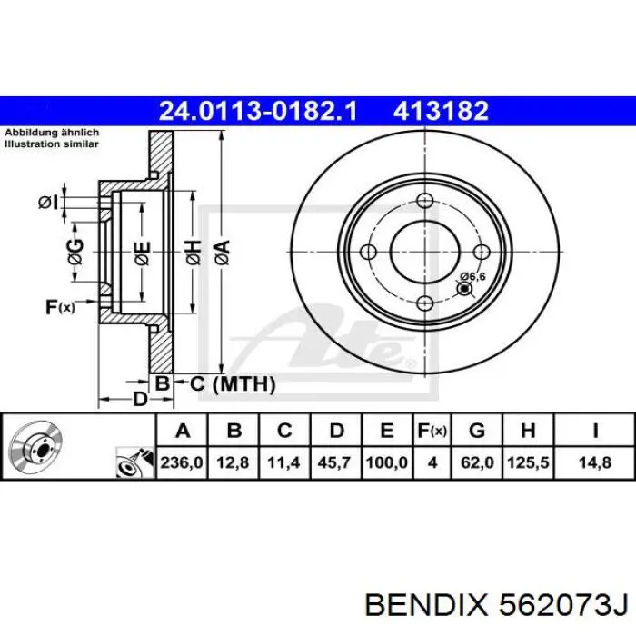 Гальмівні диски передні 562073J Jurid/Bendix