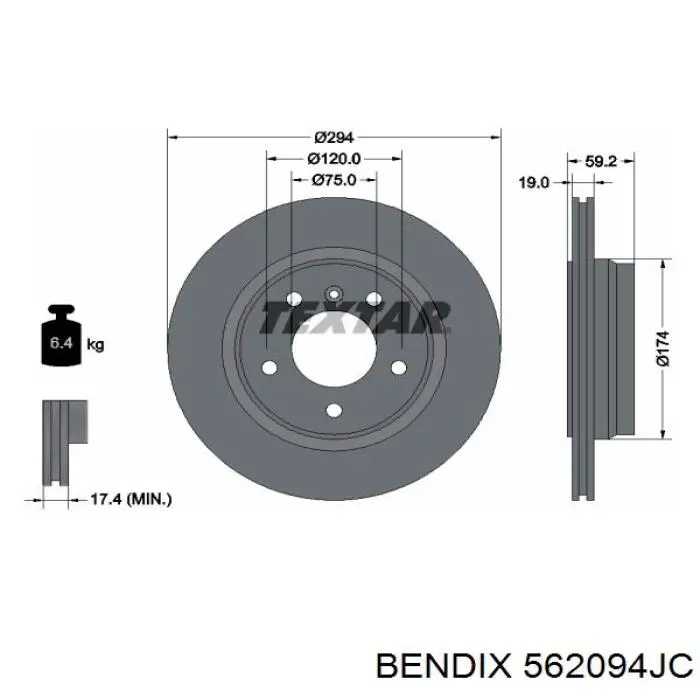 Купити 562094JC Jurid/Bendix Диск заднього гальма
