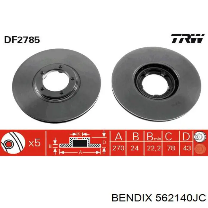 Гальмівні диски передні 562140JC Jurid/Bendix