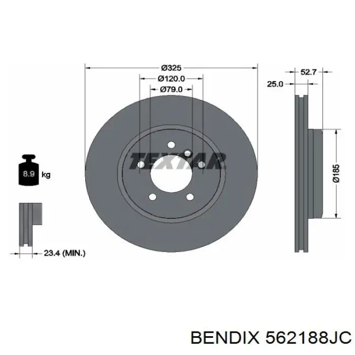 Диск гальмівний передній 562188JC Jurid/Bendix