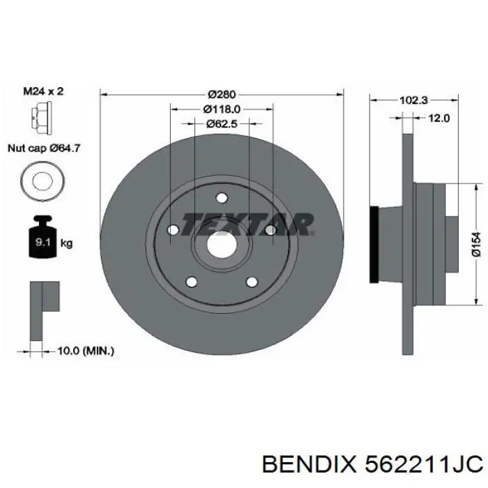 Гальмівні диски 562211JC Jurid/Bendix