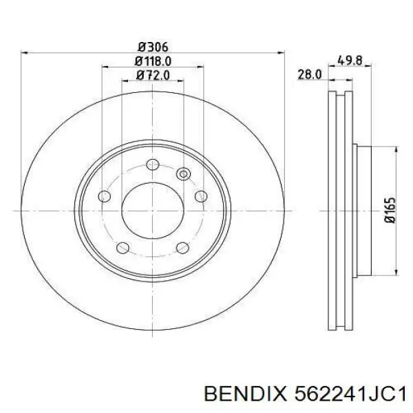 Диск гальмівний передній Jurid/Bendix 562241JC1