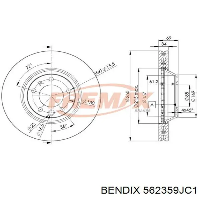 562359JC1 Jurid/Bendix Гальмо дискове переднє