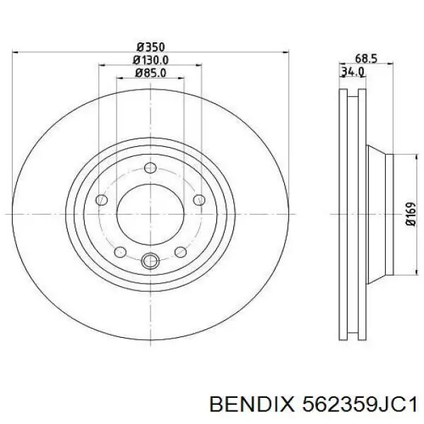 Диск переднього гальма Jurid/Bendix 562359JC1 ціна, від 102.08 USD