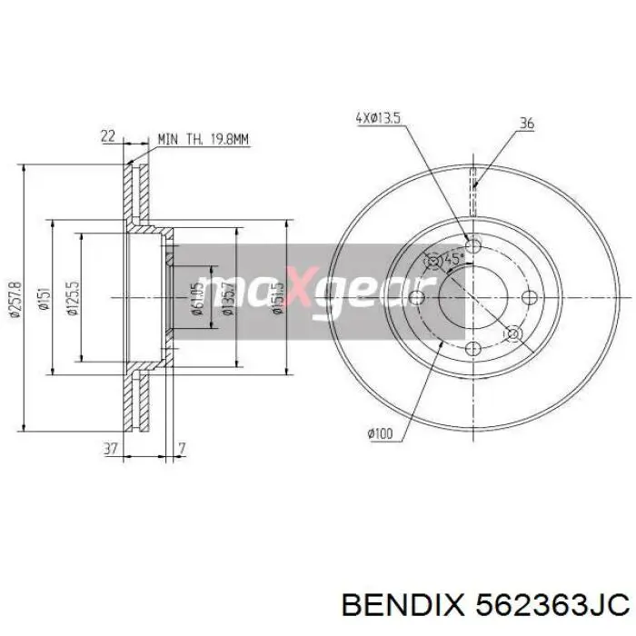 Диск переднього гальма Jurid/Bendix 562363JC ціна, від 41.99 USD