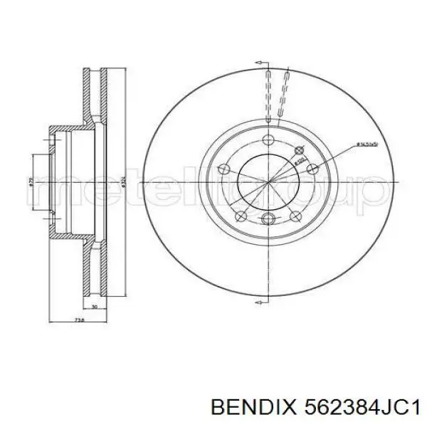 Диск гальмівний передній Jurid/Bendix 562384JC1
