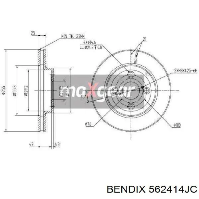 Диск гальмівний передній Jurid/Bendix 562414JC
