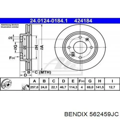 Диск гальмівний передній Jurid/Bendix 562459JC