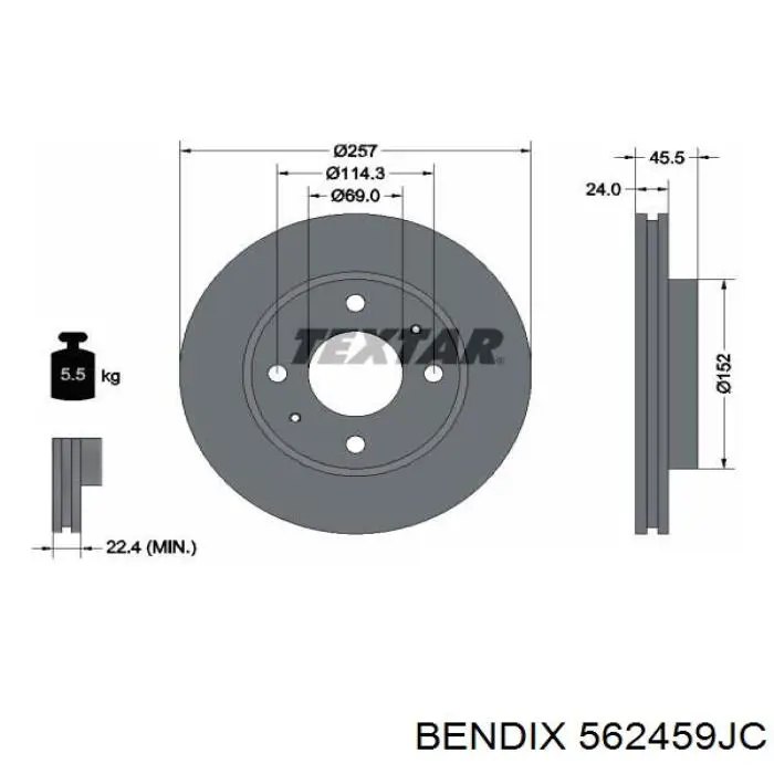 562459JC Jurid/Bendix Гальмо дискове переднє