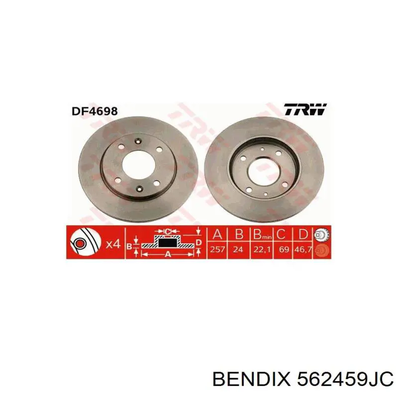 Гальмівні диски передні 562459JC Jurid/Bendix