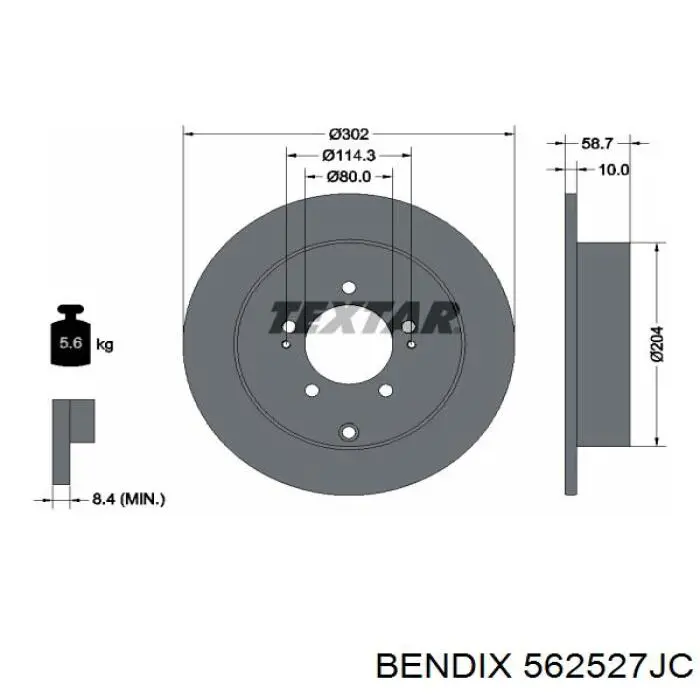 Диск гальмівний задній Jurid/Bendix 562527JC