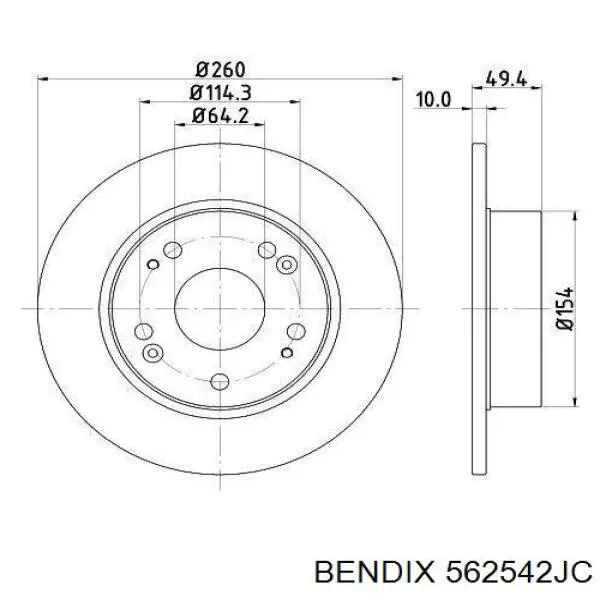 Диск гальмівний задній Jurid/Bendix 562542JC