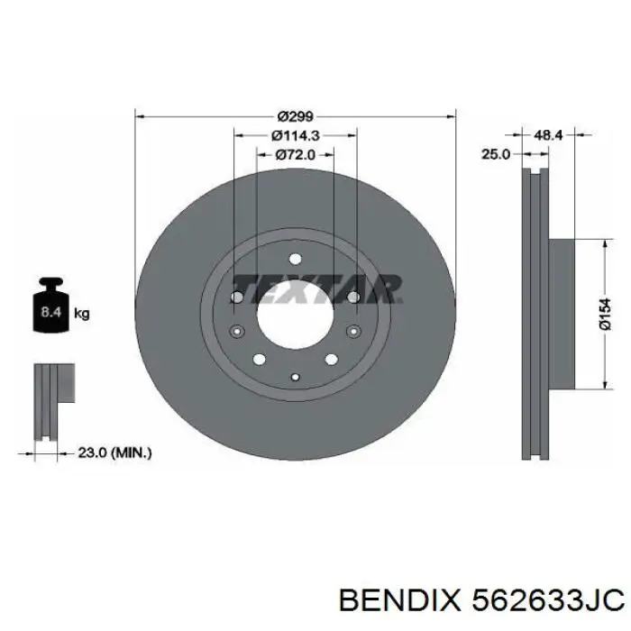 562633JC Jurid/Bendix диск гальмівний передній