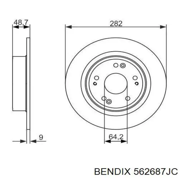 Диск гальмівний задній Jurid/Bendix 562687JC