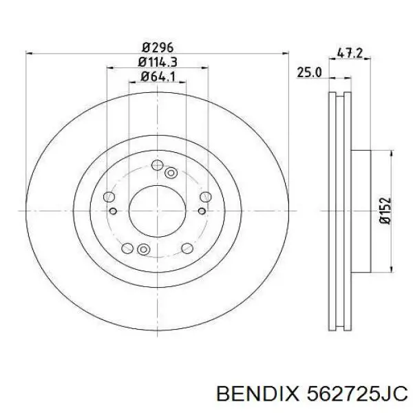Диск гальмівний передній Jurid/Bendix 562725JC