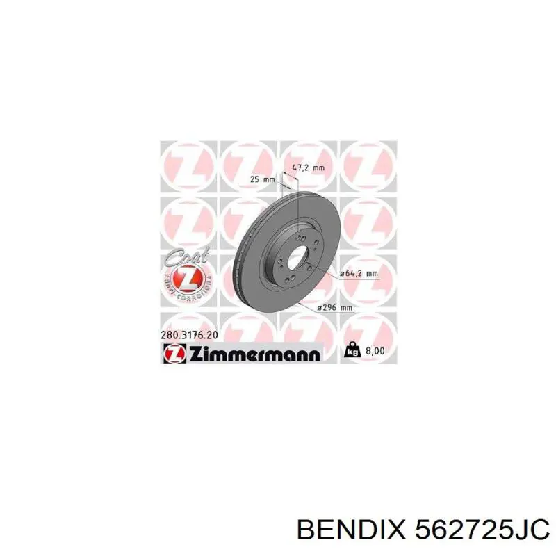 562725JC Jurid/Bendix Гальмо дискове переднє