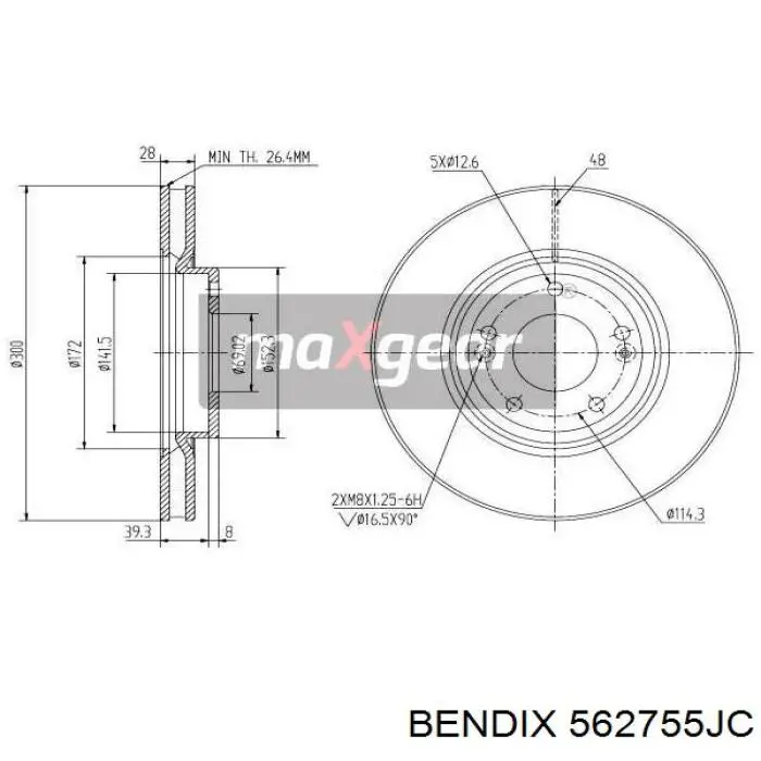 Диск переднього гальма Jurid/Bendix 562755JC ціна, від 51.01 USD