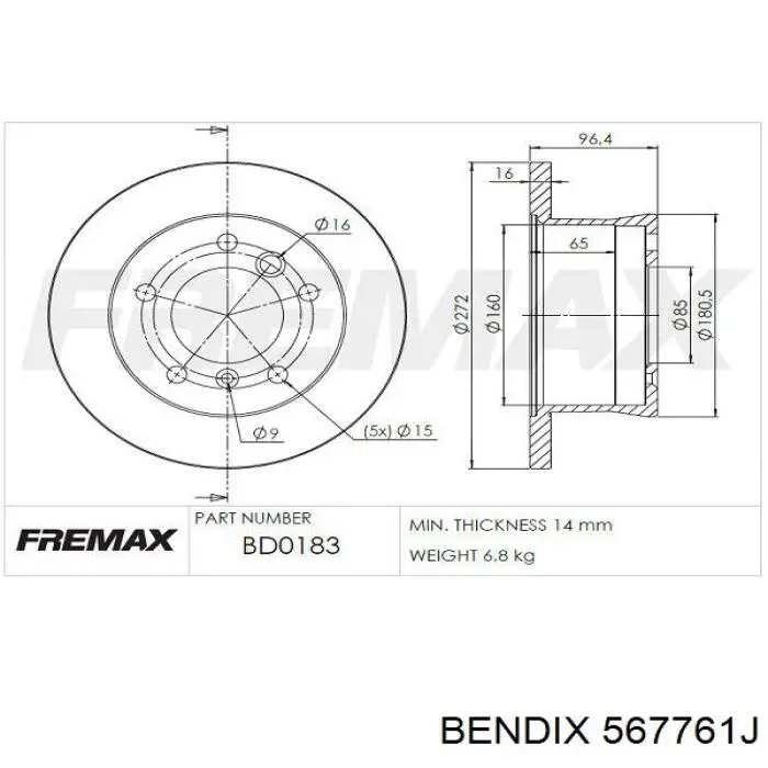567761J Jurid/Bendix Дискові гальма