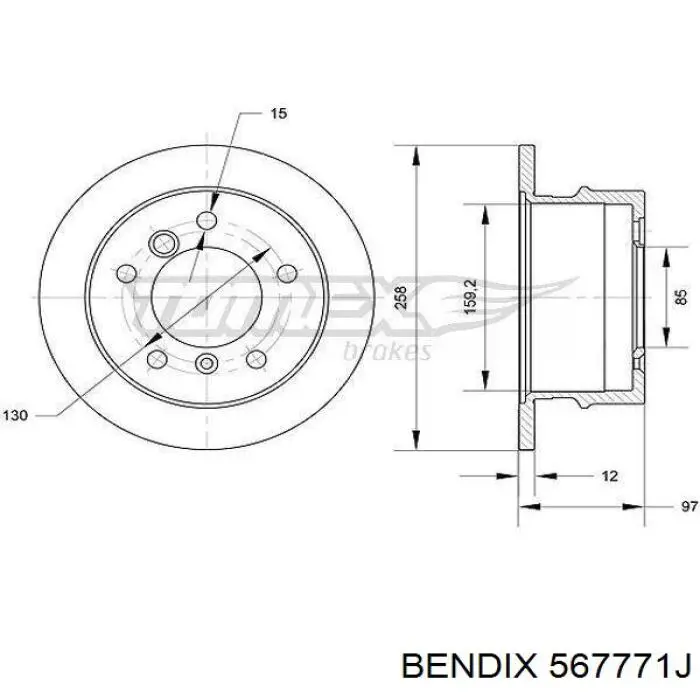 Диск гальмівний задній Jurid/Bendix 567771J