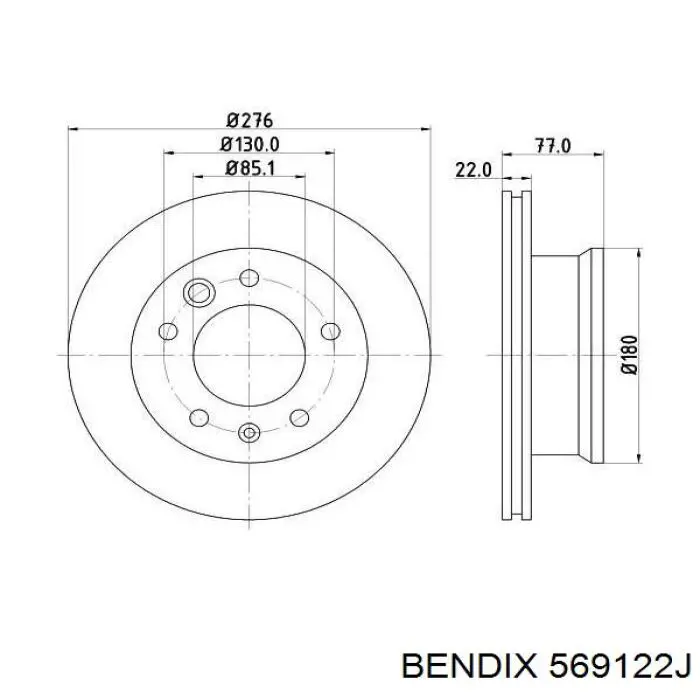 Диск гальмівний передній Jurid/Bendix 569122J