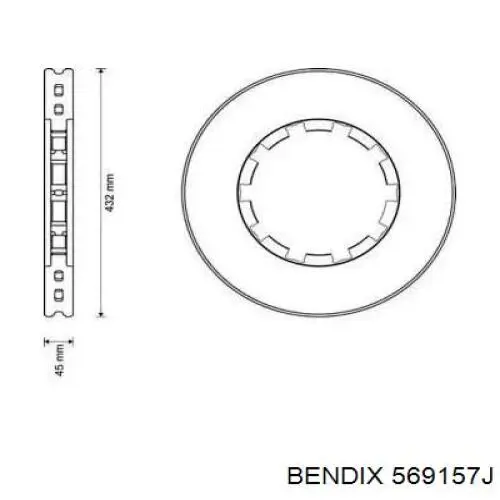 Гальмівні диски передні 569157J Jurid/Bendix