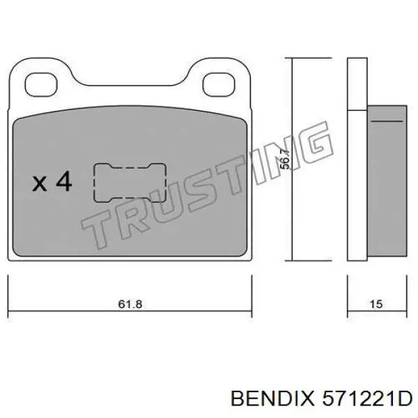 571221D Jurid/Bendix Передні гальмівні колодки