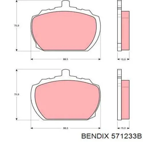 Колодки гальмівні передні, дискові 571233B Jurid/Bendix