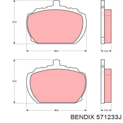 Колодки гальмівні передні, дискові 571233J Jurid/Bendix