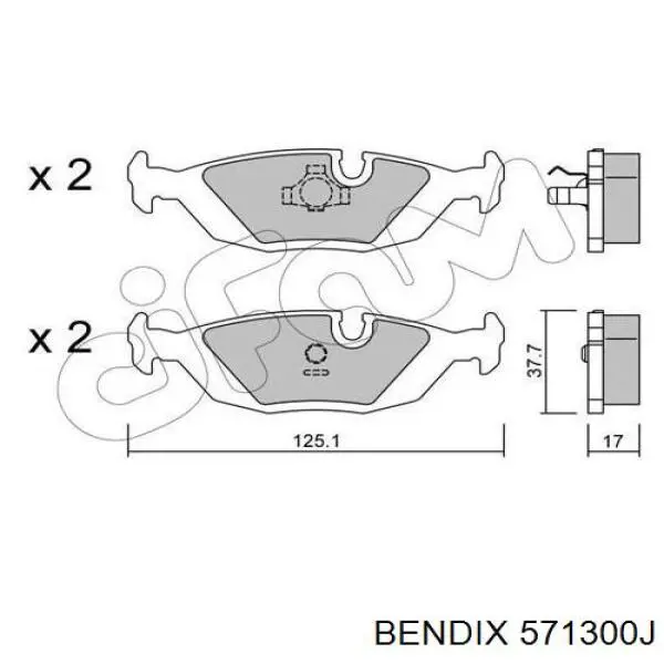 Задні дискові колодки Jurid/Bendix 571300J