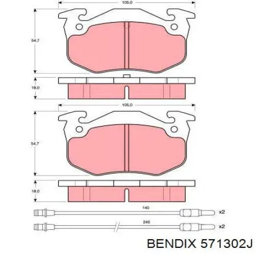 Гальмівні колодки Jurid/Bendix 571302J ціна, від 15.36 USD