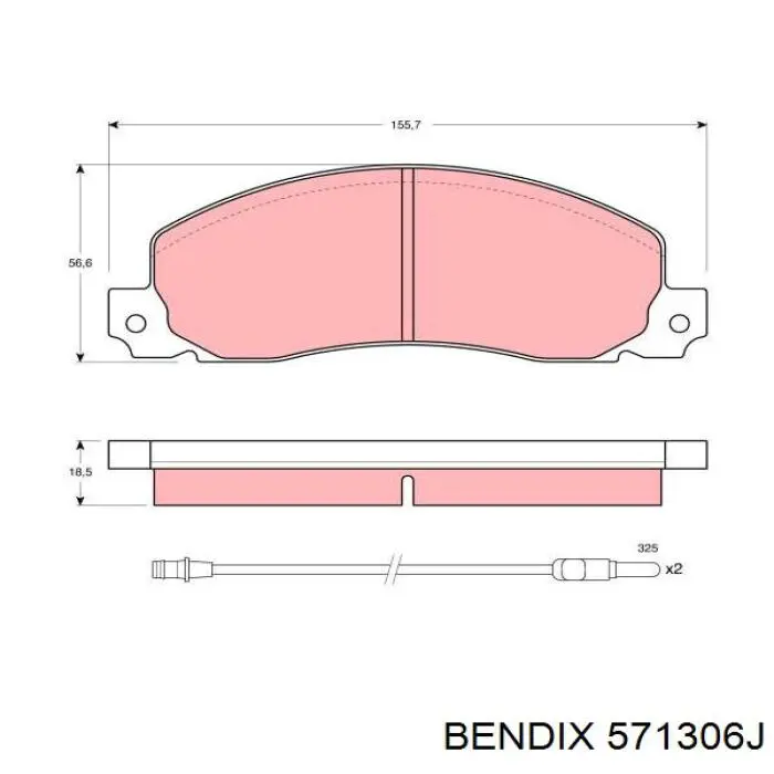 Колодки гальмівні передні, дискові 571306J Jurid/Bendix